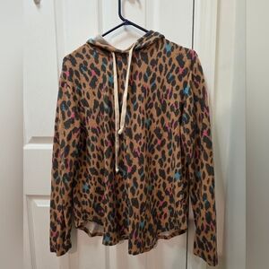 Honeyme Leopard Print Hoodie - Brown, Pink, Blue